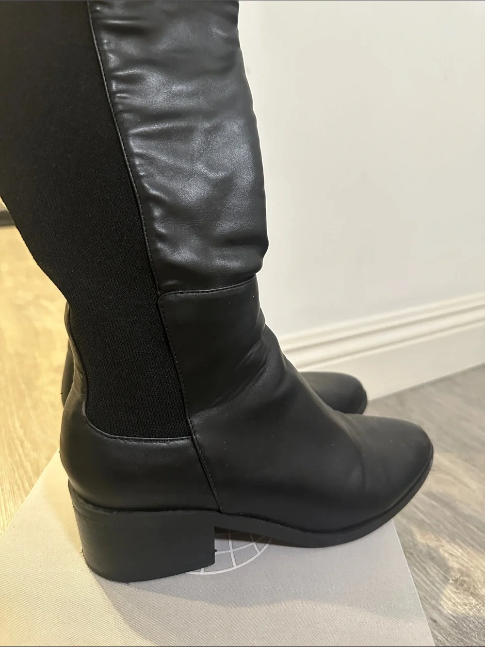 Steve Madden Black Over-The-Knee Block Heel Boots